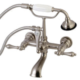 Aqua Vintage Three-Handle 2-Hole Tub Wall Mount Clawfoot Tub Faucet with Hand Shower