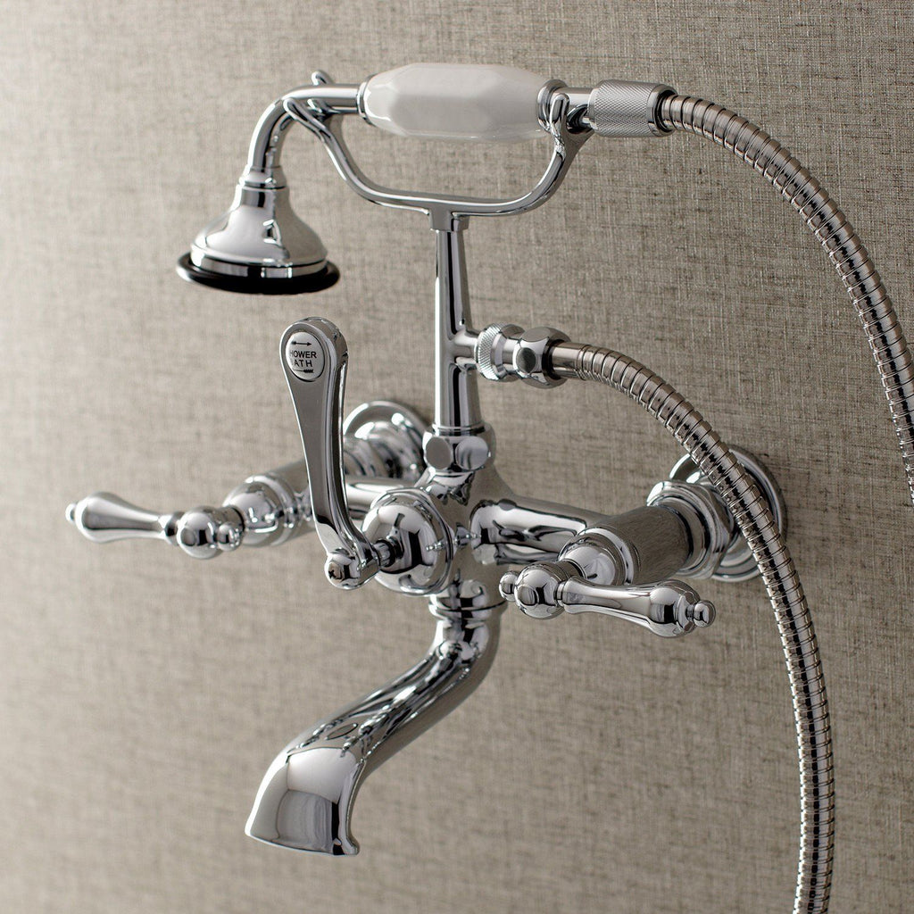 Aqua Vintage Three-Handle 2-Hole Tub Wall Mount Clawfoot Tub Faucet with Hand Shower