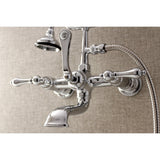 Aqua Vintage Three-Handle 2-Hole Tub Wall Mount Clawfoot Tub Faucet with Hand Shower