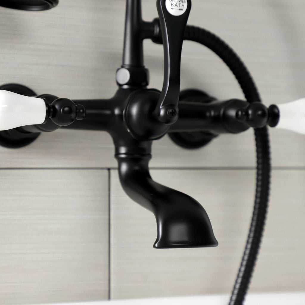 Aqua Vintage Three-Handle 2-Hole Tub Wall Mount Clawfoot Tub Faucet with Hand Shower