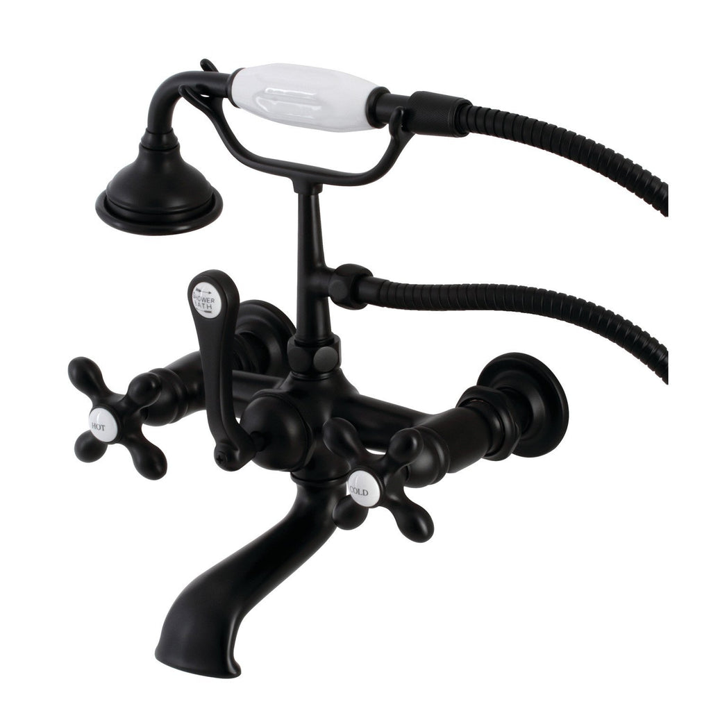 Aqua Vintage Three-Handle 2-Hole Tub Wall Mount Clawfoot Tub Faucet with Hand Shower