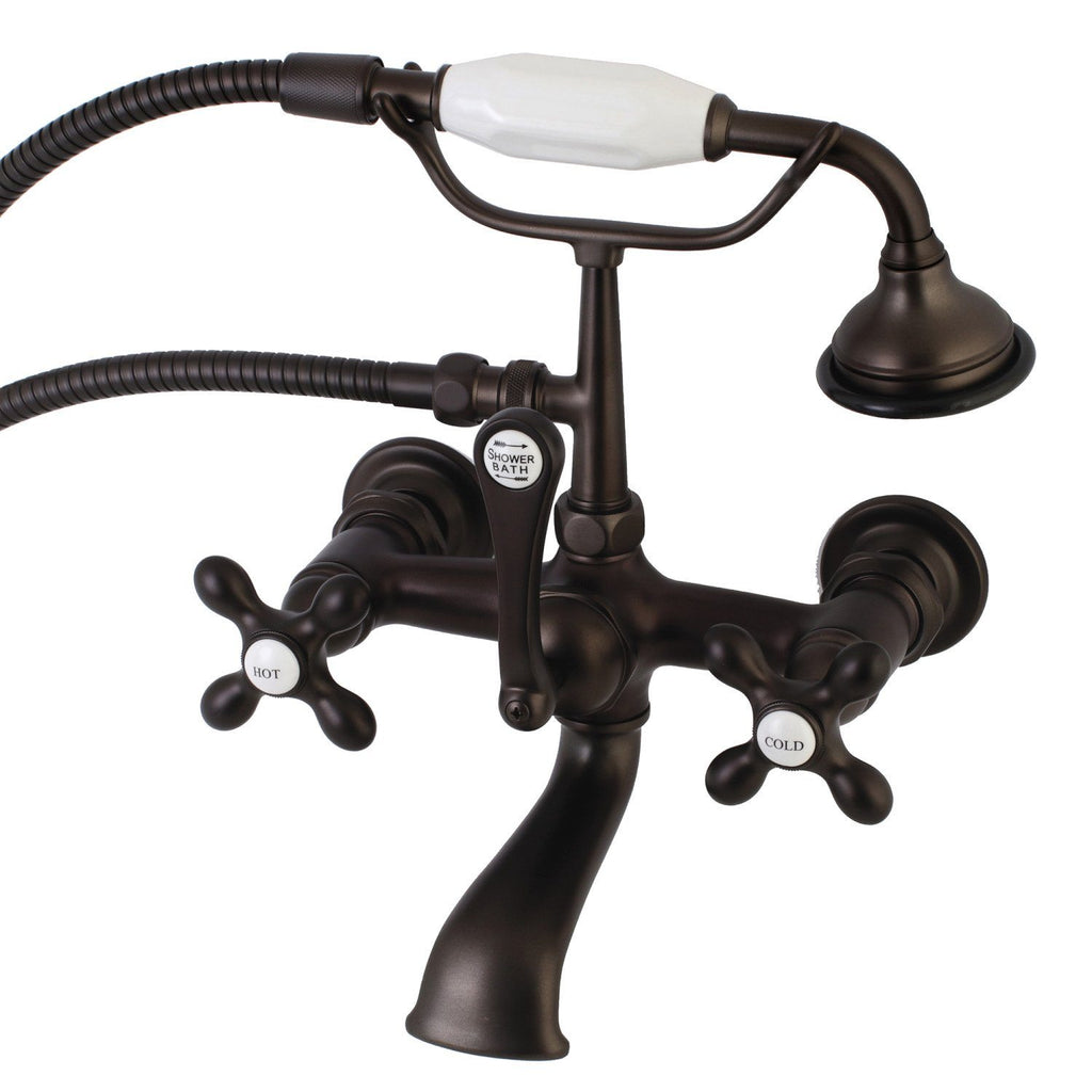Aqua Vintage Three-Handle 2-Hole Tub Wall Mount Clawfoot Tub Faucet with Hand Shower