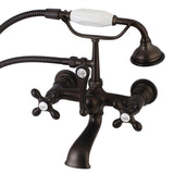 Aqua Vintage Three-Handle 2-Hole Tub Wall Mount Clawfoot Tub Faucet with Hand Shower