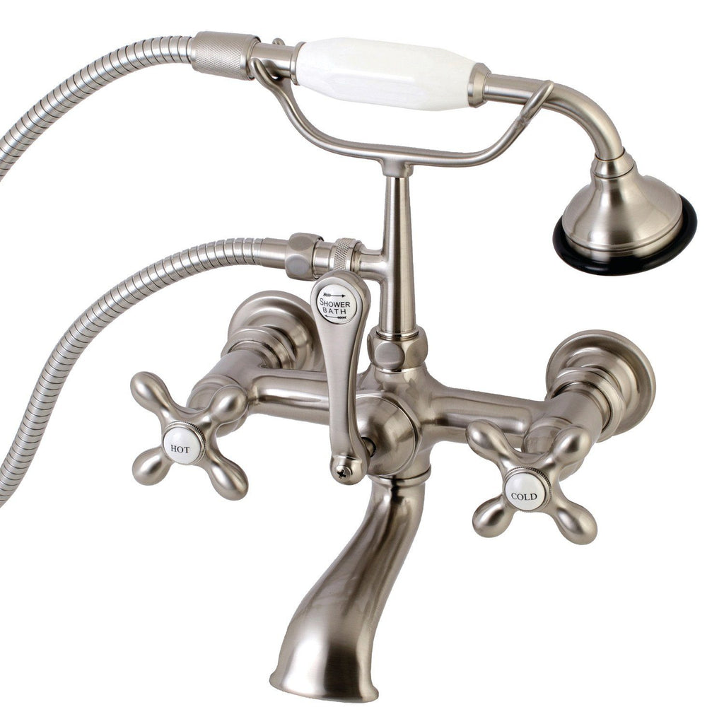 Aqua Vintage Three-Handle 2-Hole Tub Wall Mount Clawfoot Tub Faucet with Hand Shower