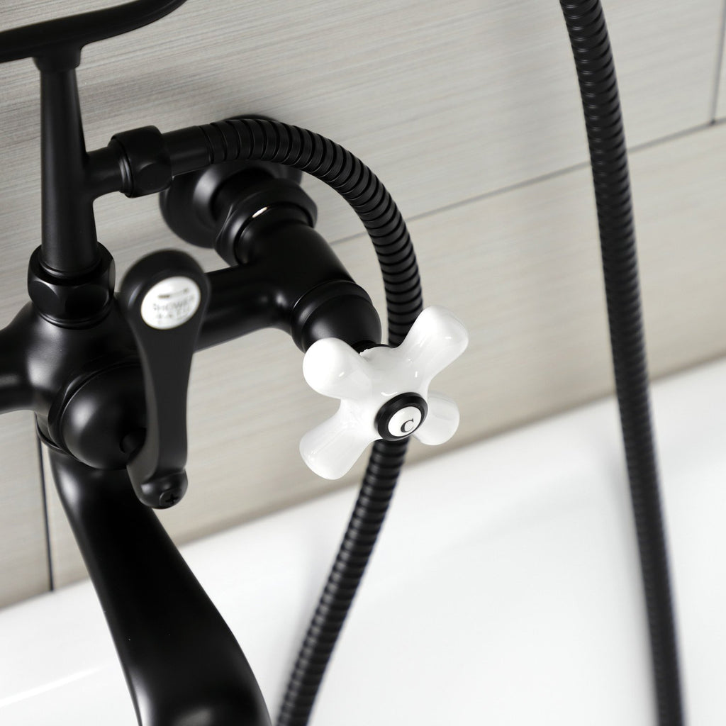 Aqua Vintage Three-Handle 2-Hole Tub Wall Mount Clawfoot Tub Faucet with Hand Shower