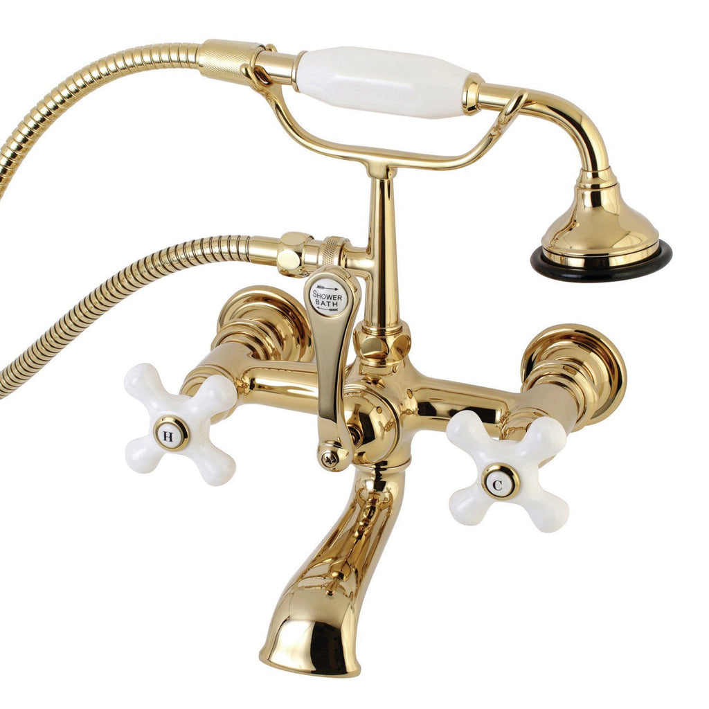 Aqua Vintage Three-Handle 2-Hole Tub Wall Mount Clawfoot Tub Faucet with Hand Shower