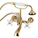 Aqua Vintage Three-Handle 2-Hole Tub Wall Mount Clawfoot Tub Faucet with Hand Shower