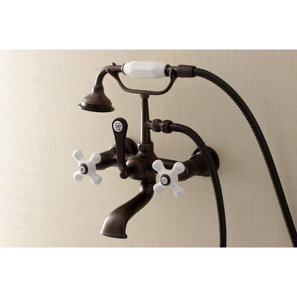 Aqua Vintage Three-Handle 2-Hole Tub Wall Mount Clawfoot Tub Faucet with Hand Shower