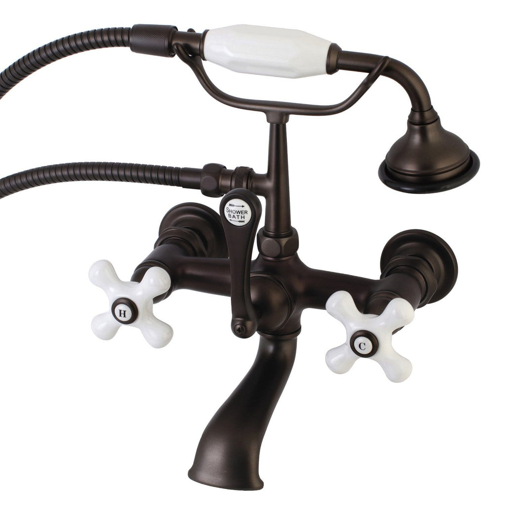 Aqua Vintage Three-Handle 2-Hole Tub Wall Mount Clawfoot Tub Faucet with Hand Shower