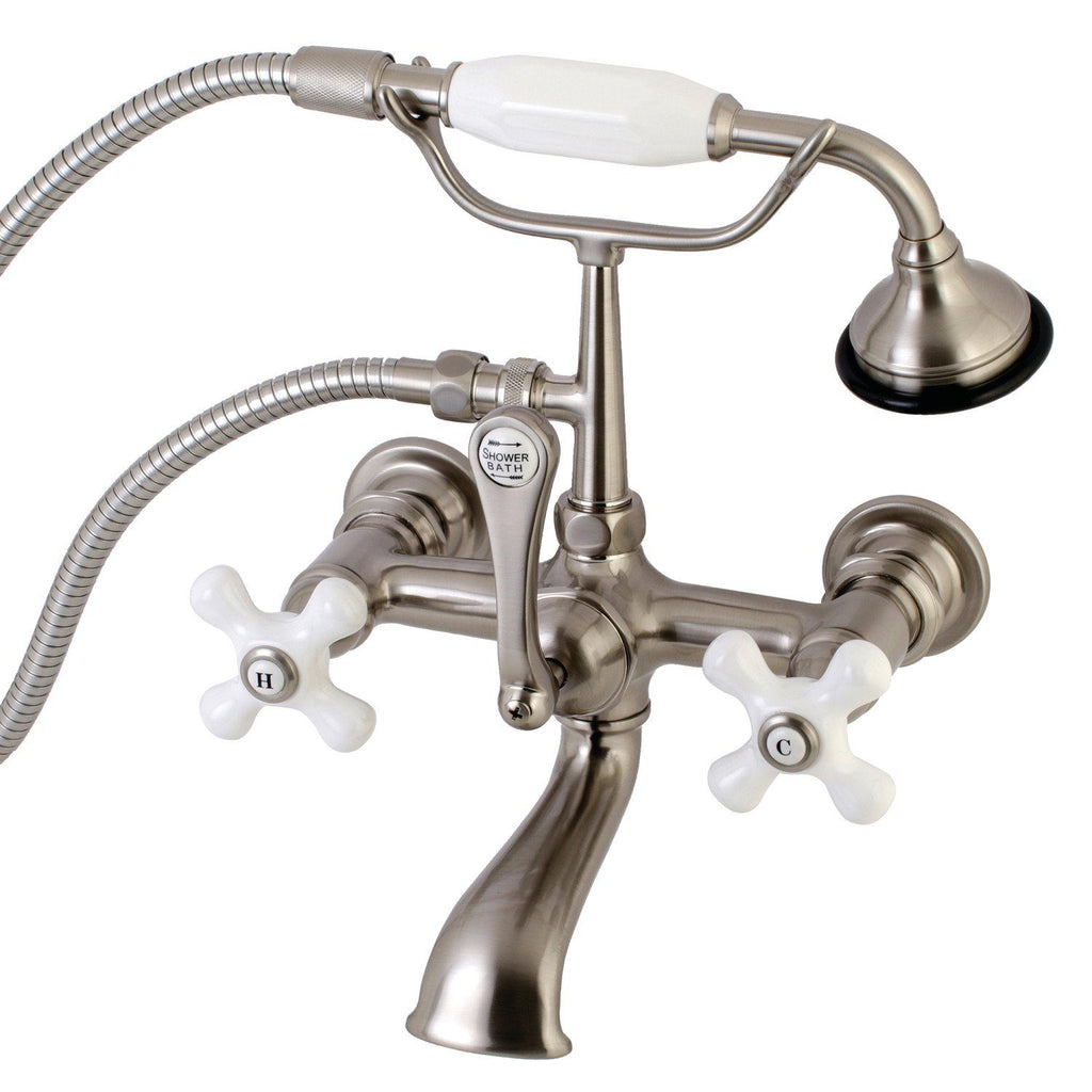 Aqua Vintage Three-Handle 2-Hole Tub Wall Mount Clawfoot Tub Faucet with Hand Shower