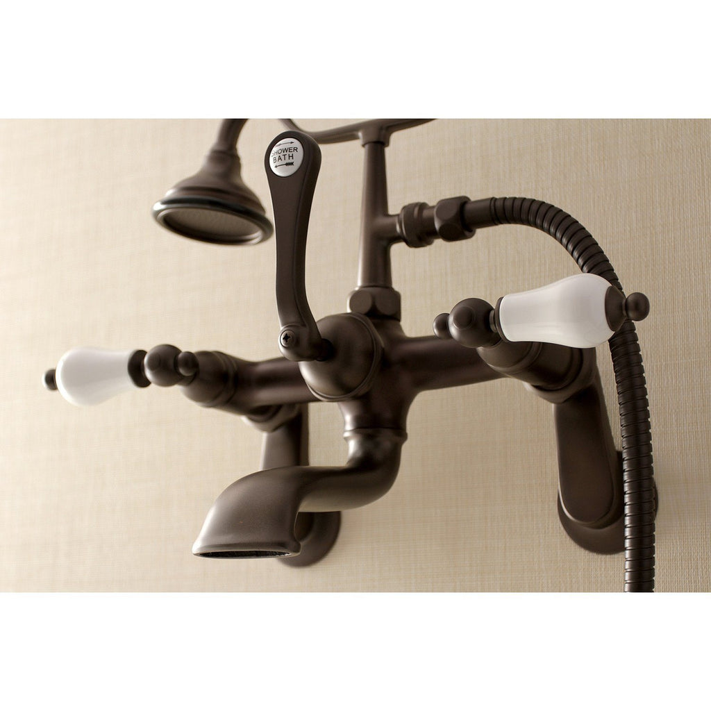 Aqua Vintage Three-Handle 2-Hole Tub Wall Mount Clawfoot Tub Faucet with Hand Shower