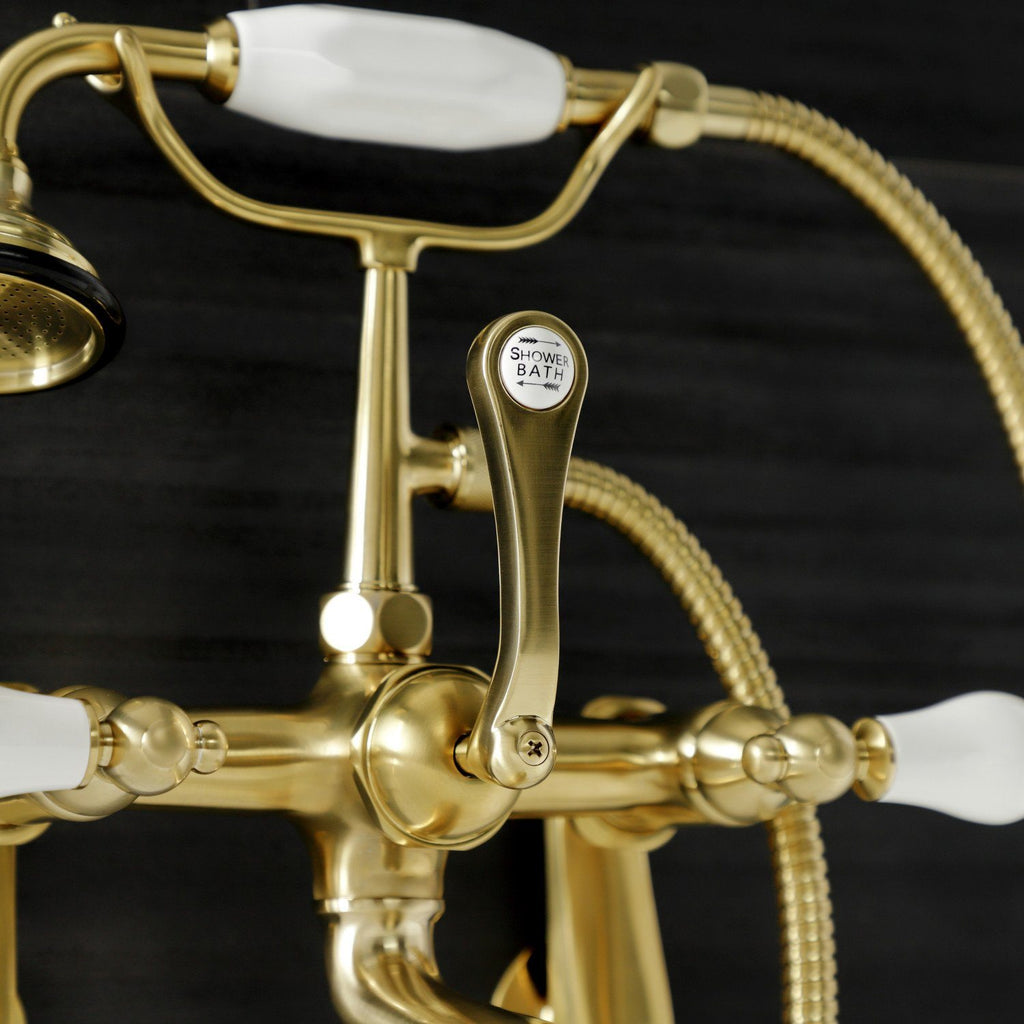Aqua Vintage Three-Handle 2-Hole Tub Wall Mount Clawfoot Tub Faucet with Hand Shower