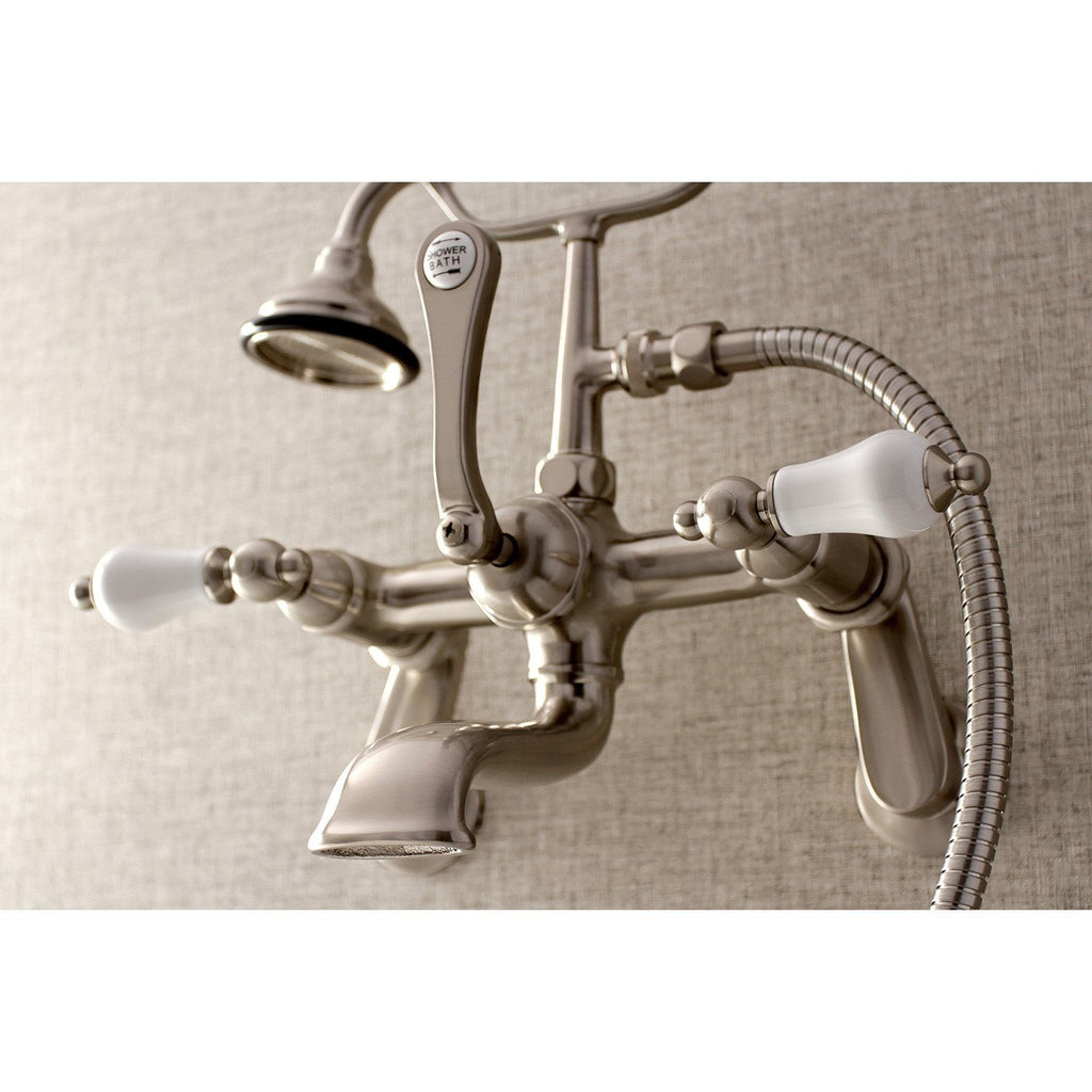 Aqua Vintage Three-Handle 2-Hole Tub Wall Mount Clawfoot Tub Faucet with Hand Shower