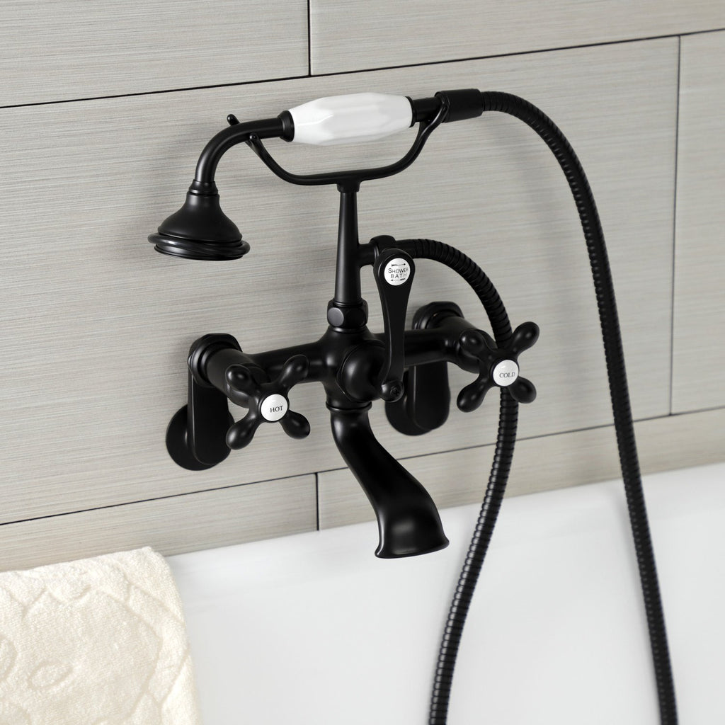 Aqua Vintage Three-Handle 2-Hole Tub Wall Mount Clawfoot Tub Faucet with Hand Shower