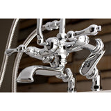 Vintage Three-Handle 2-Hole Deck-Mount Clawfoot Tub Faucet with Hand Shower