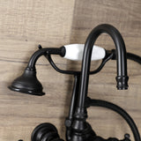 Wilshire Three-Handle 2-Hole Tub Wall Mount Clawfoot Tub Faucet with Hand Shower