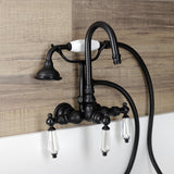 Wilshire Three-Handle 2-Hole Tub Wall Mount Clawfoot Tub Faucet with Hand Shower