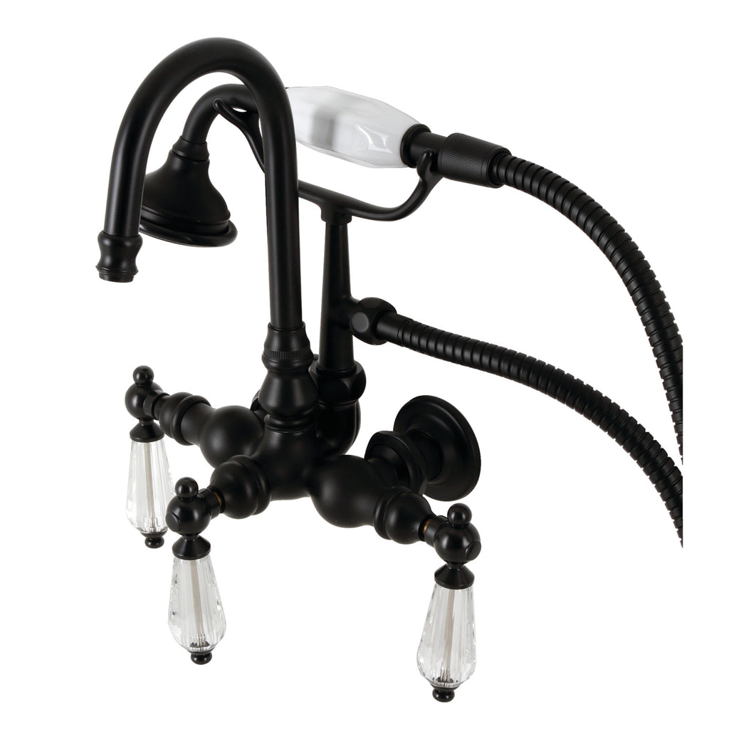 Wilshire Three-Handle 2-Hole Tub Wall Mount Clawfoot Tub Faucet with Hand Shower