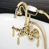 Heirloom Three-Handle 2-Hole Tub Wall Mount Clawfoot Tub Faucet with Hand Shower
