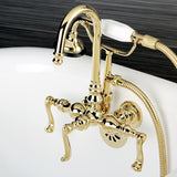 Royale Three-Handle 2-Hole Tub Wall Mount Clawfoot Tub Faucet with Hand Shower