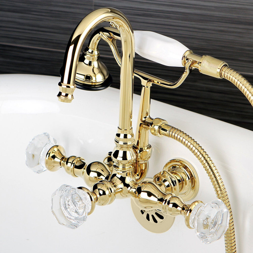 Celebrity Three-Handle 2-Hole Tub Wall Mount Clawfoot Tub Faucet with Hand Shower