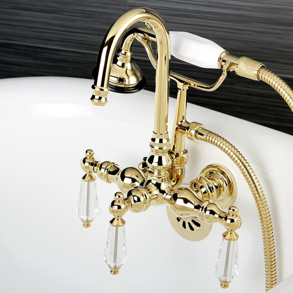 Wilshire Three-Handle 2-Hole Tub Wall Mount Clawfoot Tub Faucet with Hand Shower