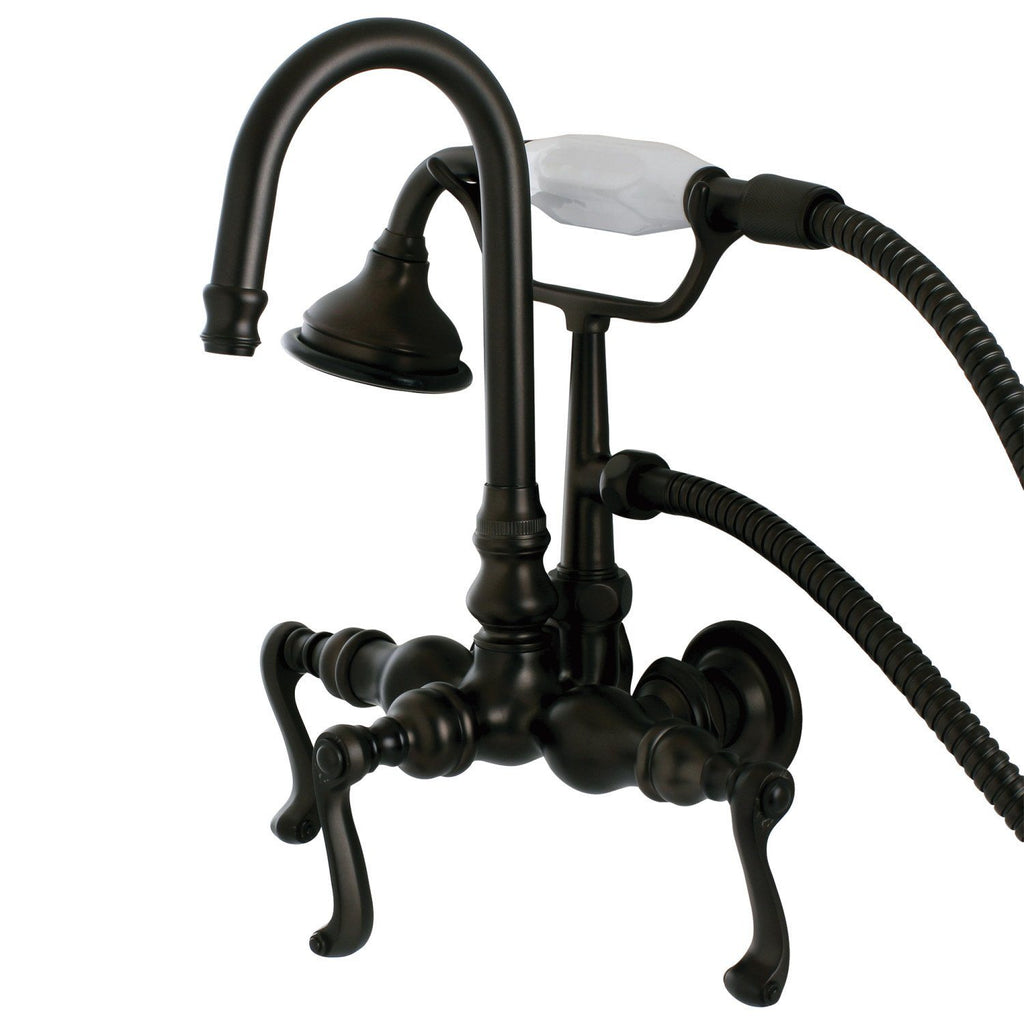 Royale Three-Handle 2-Hole Tub Wall Mount Clawfoot Tub Faucet with Hand Shower