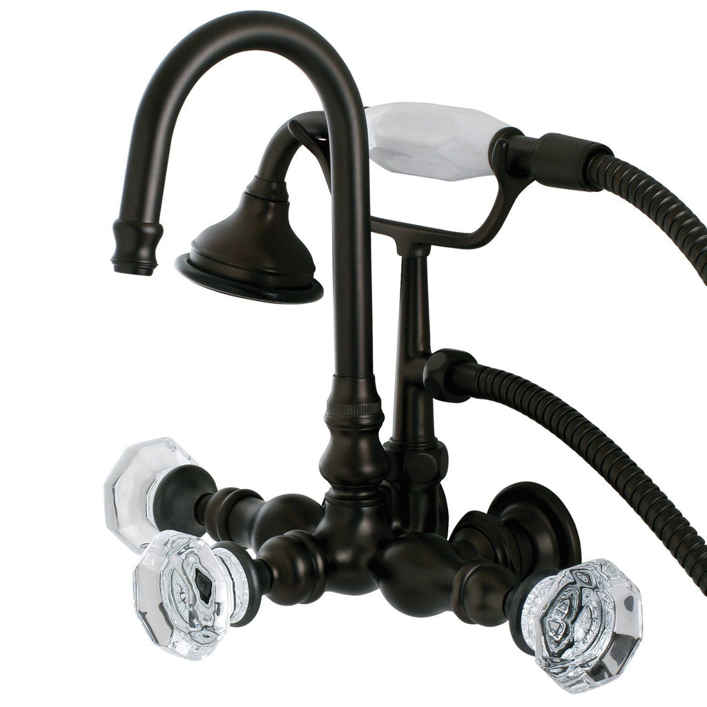 Celebrity Three-Handle 2-Hole Tub Wall Mount Clawfoot Tub Faucet with Hand Shower