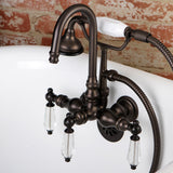 Wilshire Three-Handle 2-Hole Tub Wall Mount Clawfoot Tub Faucet with Hand Shower