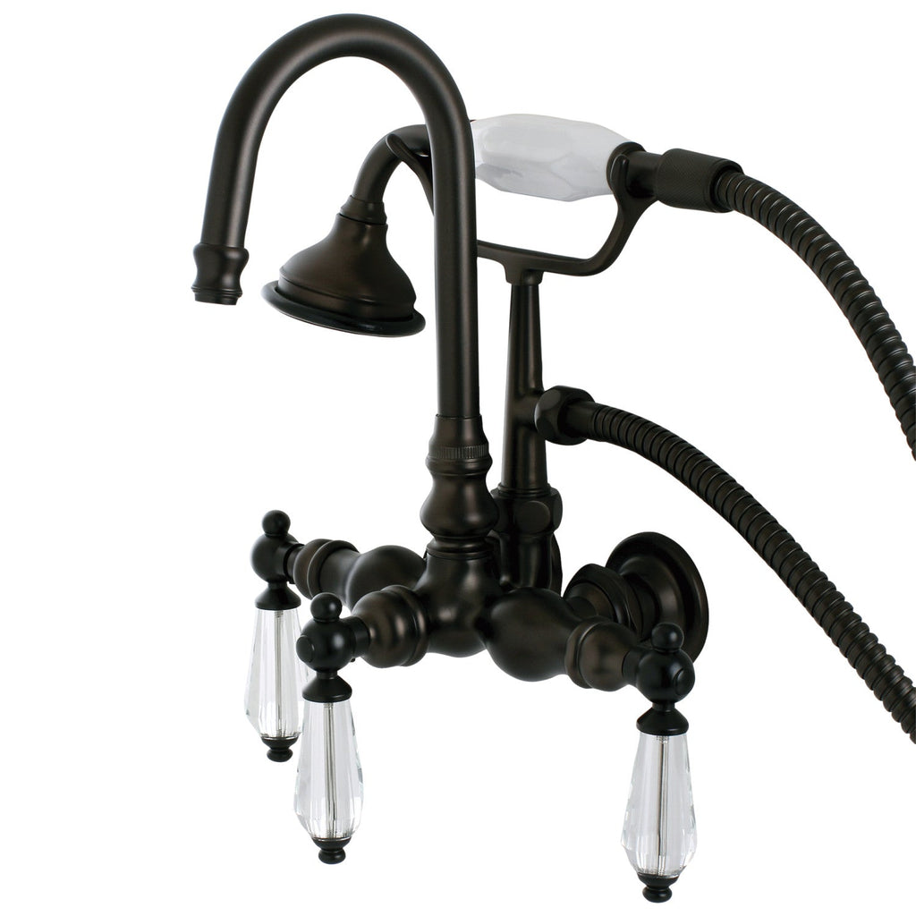 Wilshire Three-Handle 2-Hole Tub Wall Mount Clawfoot Tub Faucet with Hand Shower