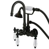 Wilshire Three-Handle 2-Hole Tub Wall Mount Clawfoot Tub Faucet with Hand Shower