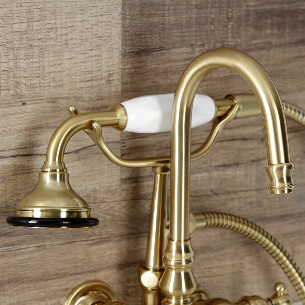 Wilshire Three-Handle 2-Hole Tub Wall Mount Clawfoot Tub Faucet with Hand Shower