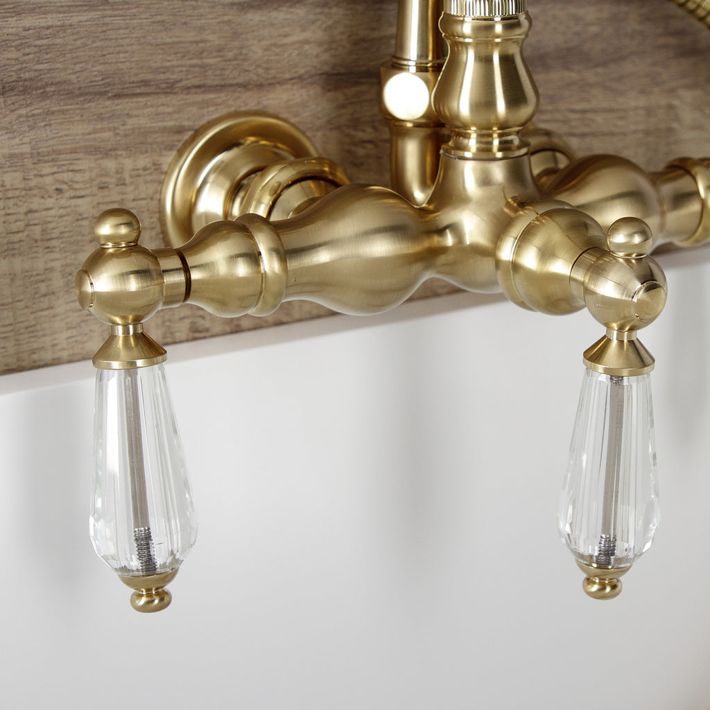 Wilshire Three-Handle 2-Hole Tub Wall Mount Clawfoot Tub Faucet with Hand Shower
