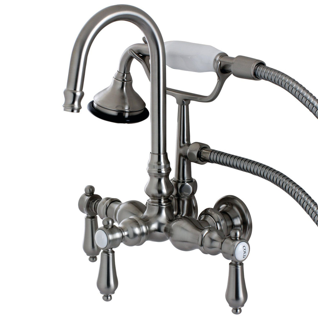 Heirloom Three-Handle 2-Hole Tub Wall Mount Clawfoot Tub Faucet with Hand Shower