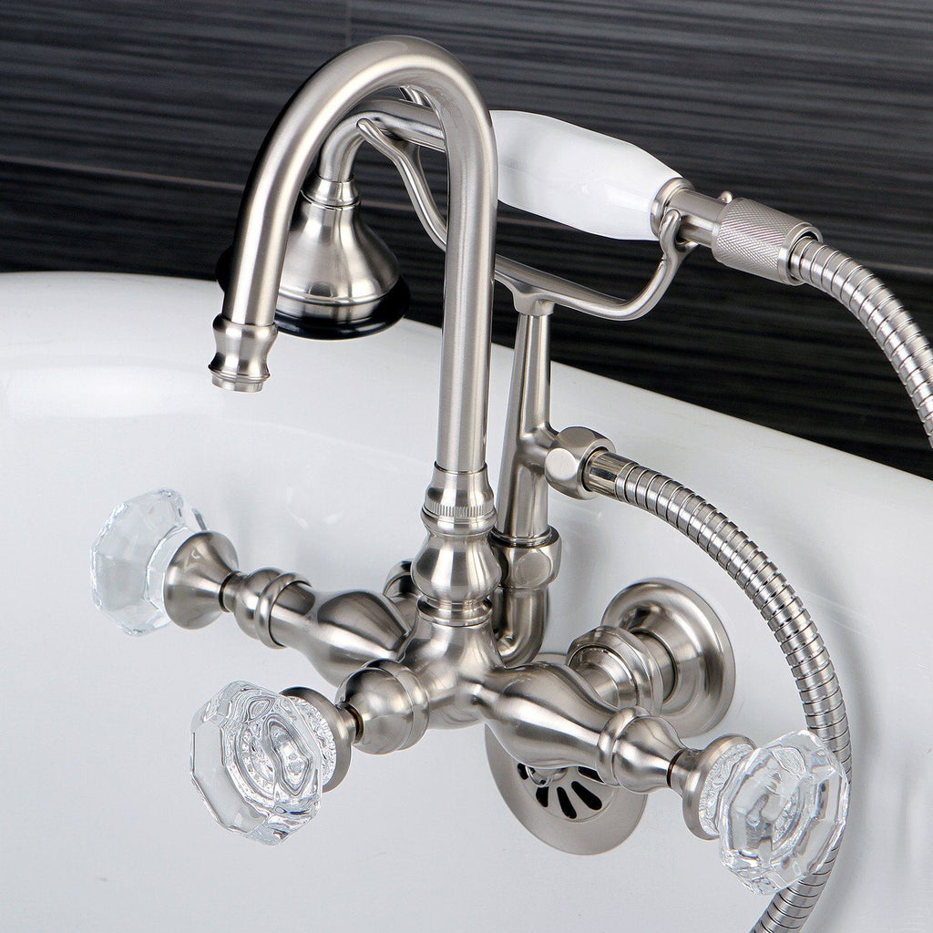 Celebrity Three-Handle 2-Hole Tub Wall Mount Clawfoot Tub Faucet with Hand Shower