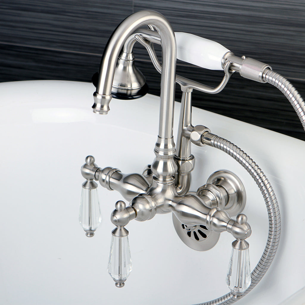 Wilshire Three-Handle 2-Hole Tub Wall Mount Clawfoot Tub Faucet with Hand Shower