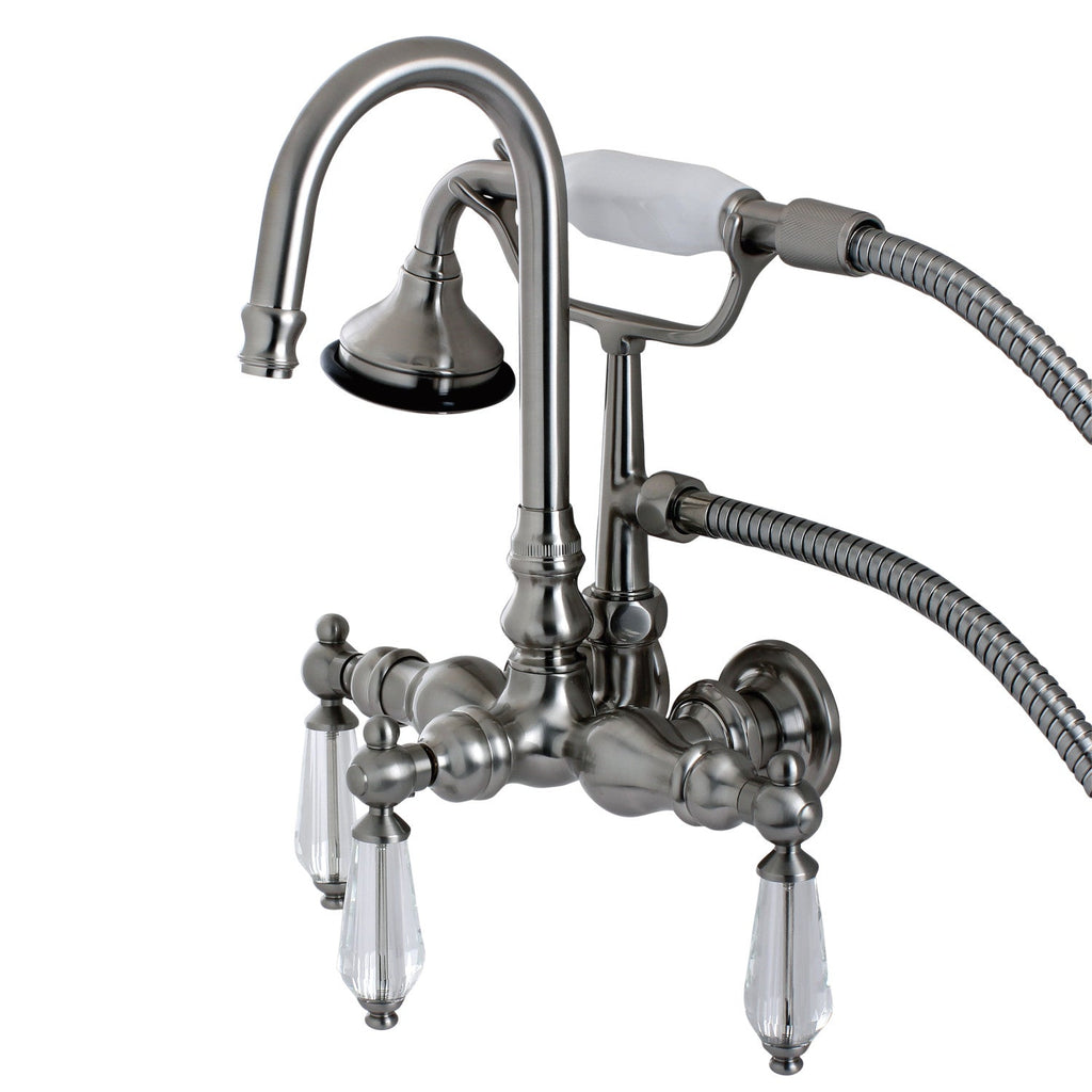 Wilshire Three-Handle 2-Hole Tub Wall Mount Clawfoot Tub Faucet with Hand Shower