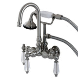 Wilshire Three-Handle 2-Hole Tub Wall Mount Clawfoot Tub Faucet with Hand Shower