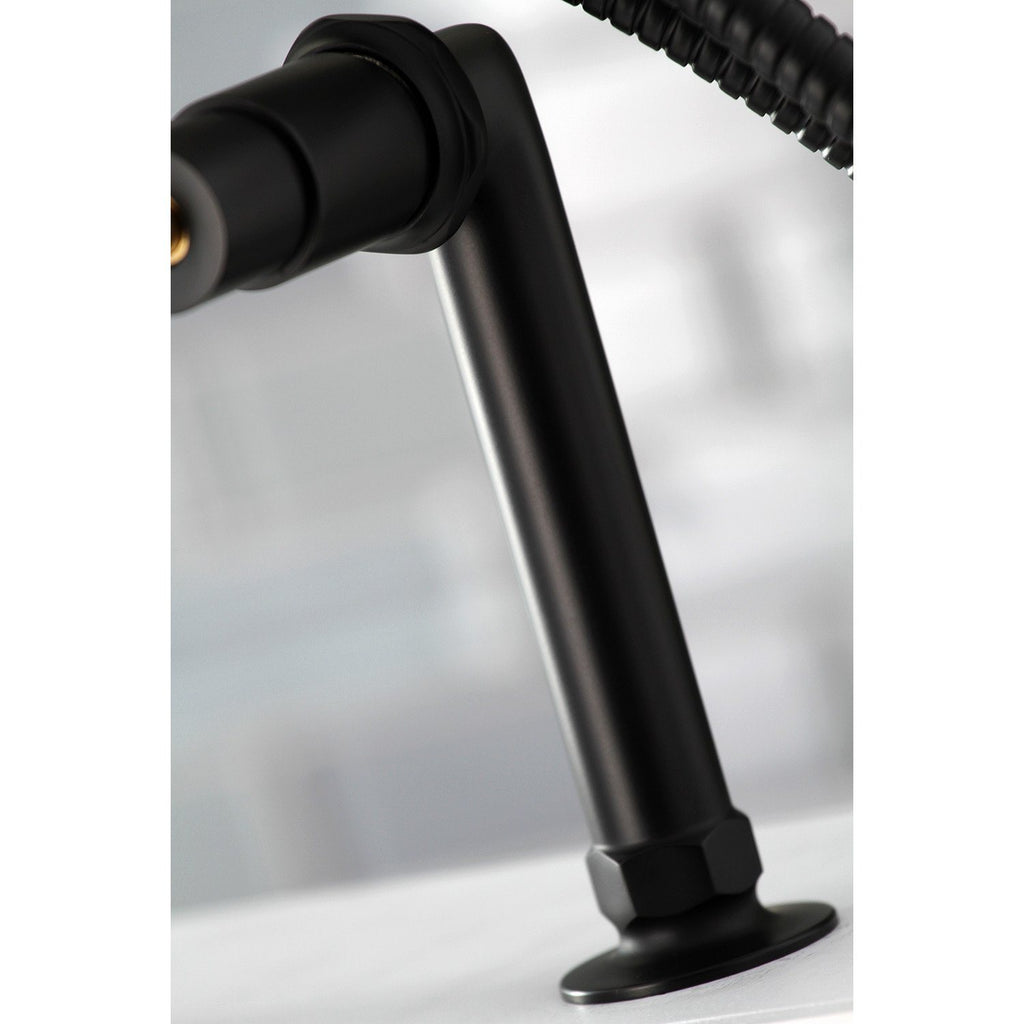 Concord Three-Handle 2-Hole Deck-Mount Clawfoot Tub Faucet with Hand Shower
