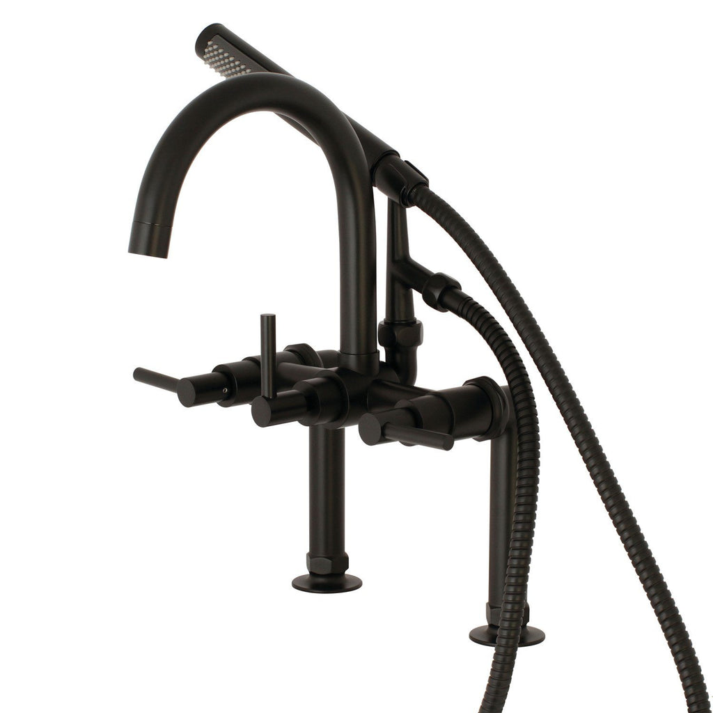 Concord Three-Handle 2-Hole Deck-Mount Clawfoot Tub Faucet with Hand Shower