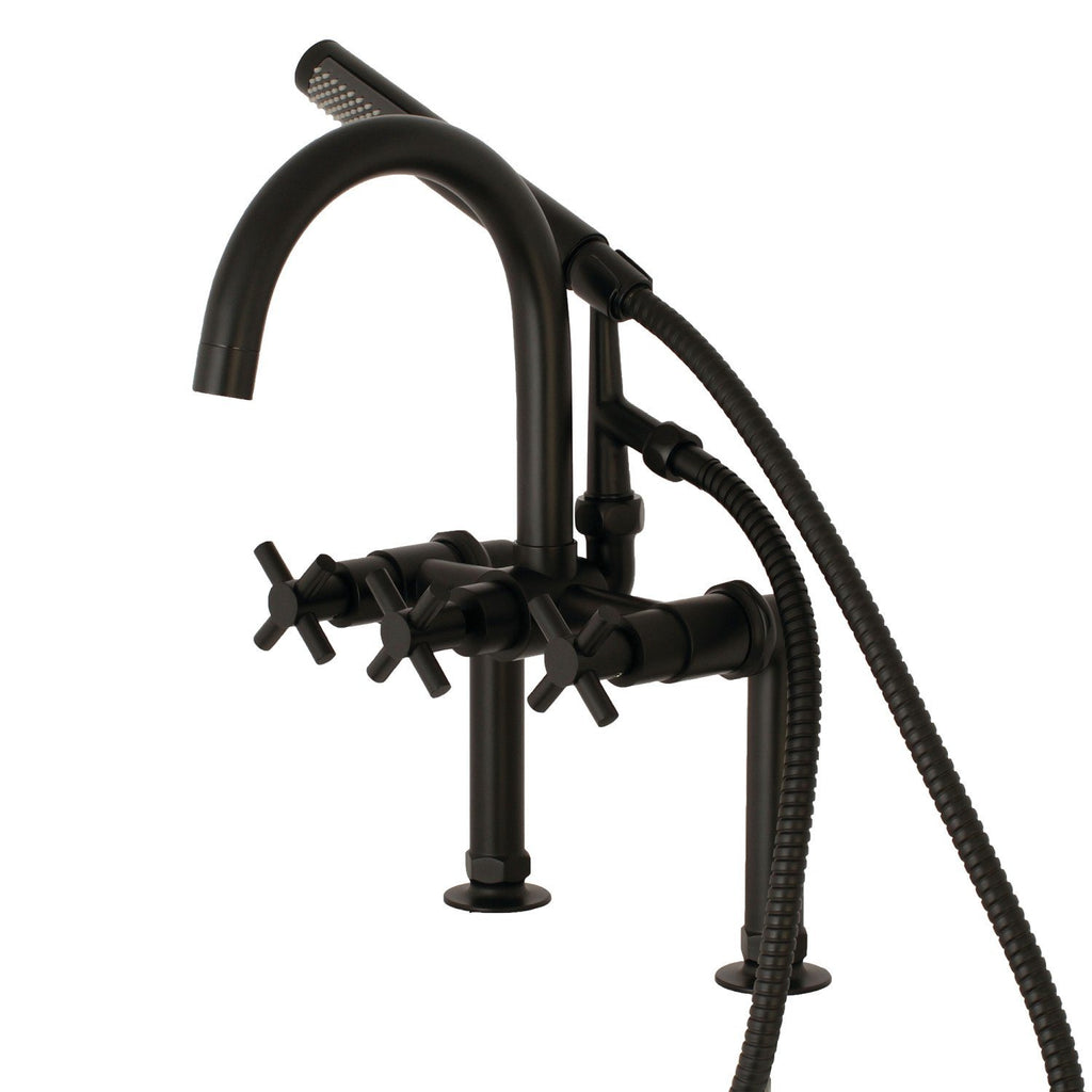 Concord Three-Handle 2-Hole Deck-Mount Clawfoot Tub Faucet with Hand Shower