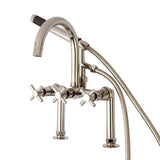 Concord Three-Handle 2-Hole Deck-Mount Clawfoot Tub Faucet with Hand Shower
