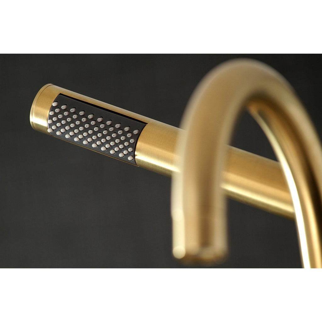 Concord Three-Handle 2-Hole Deck-Mount Clawfoot Tub Faucet with Hand Shower