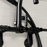 Kaiser Three-Handle 2-Hole Tub Wall Mount Clawfoot Tub Faucet with Hand Shower