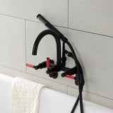 Kaiser Three-Handle 2-Hole Tub Wall Mount Clawfoot Tub Faucet with Hand Shower