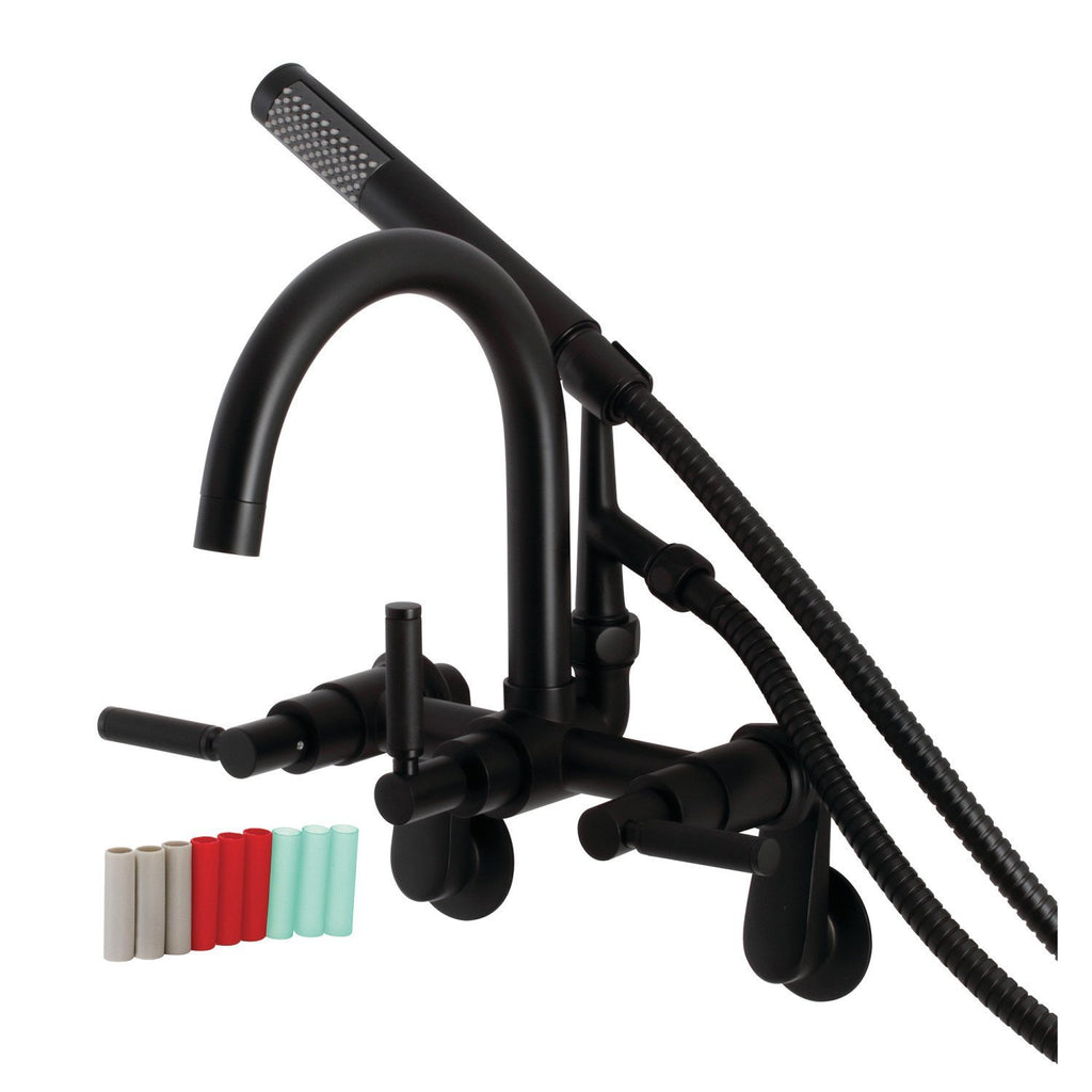 Kaiser Three-Handle 2-Hole Tub Wall Mount Clawfoot Tub Faucet with Hand Shower