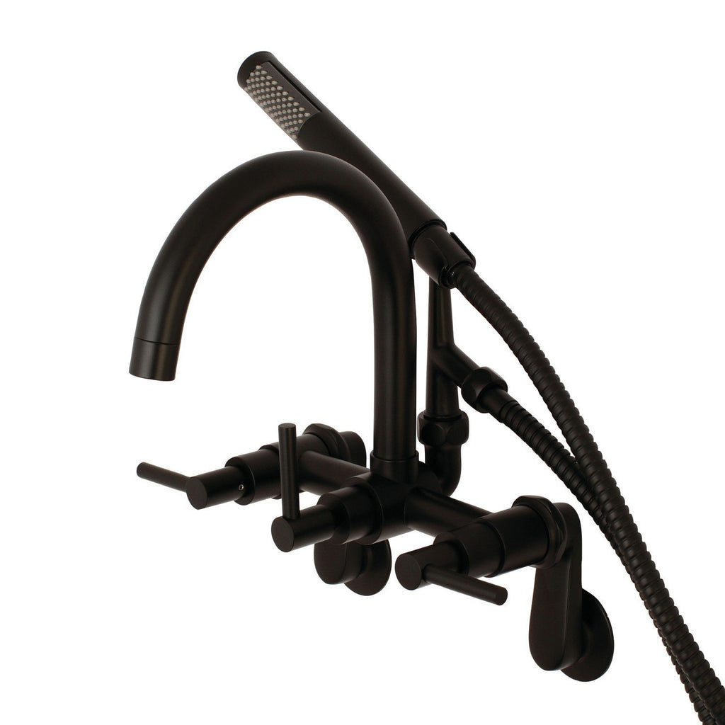 Concord Three-Handle 2-Hole Tub Wall Mount Clawfoot Tub Faucet with Hand Shower