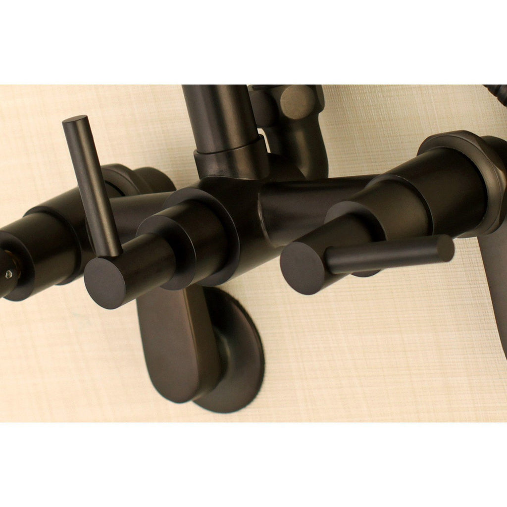 Concord Three-Handle 2-Hole Tub Wall Mount Clawfoot Tub Faucet with Hand Shower