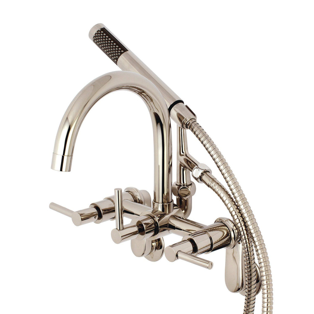 Concord Three-Handle 2-Hole Tub Wall Mount Clawfoot Tub Faucet with Hand Shower