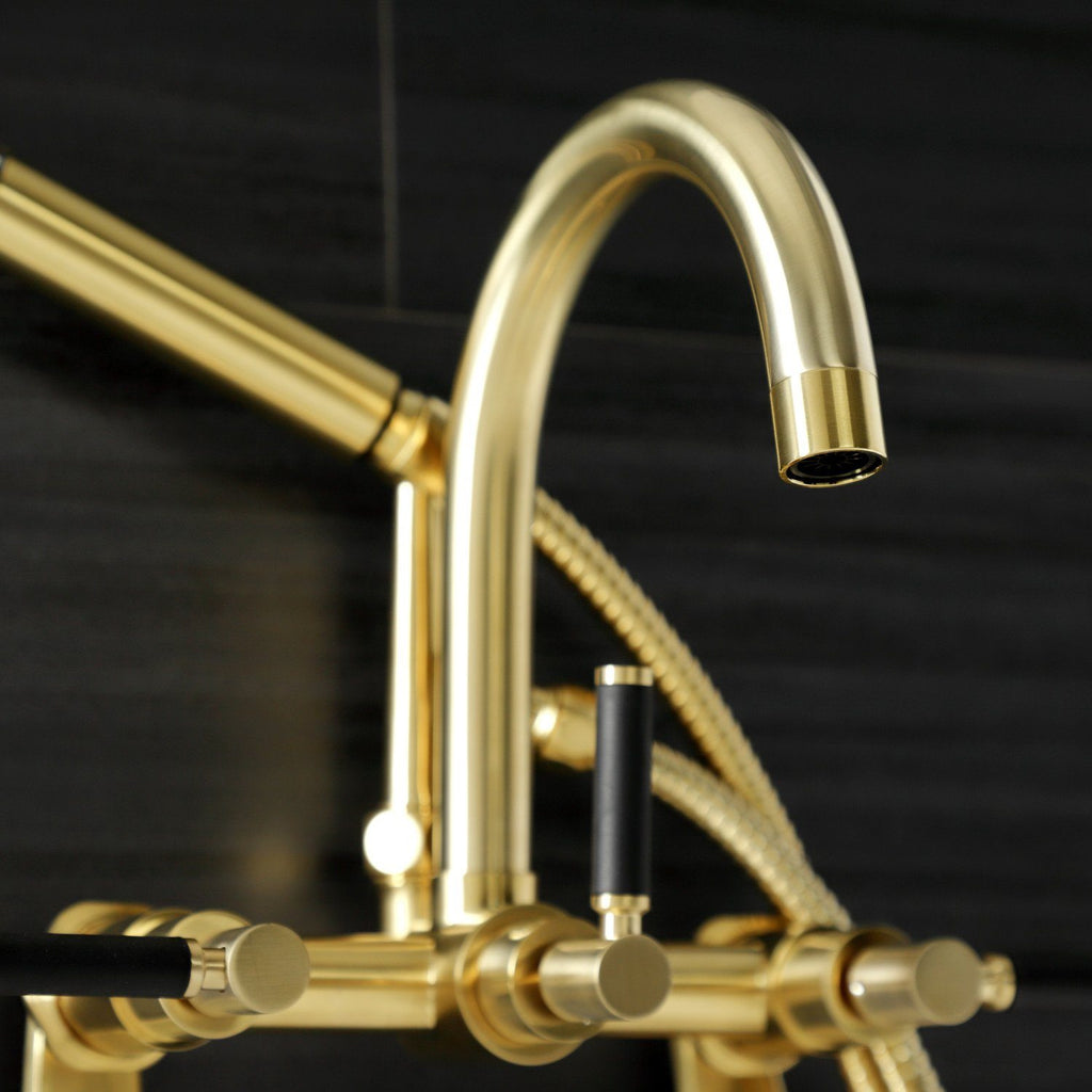 Kaiser Three-Handle 2-Hole Tub Wall Mount Clawfoot Tub Faucet with Hand Shower